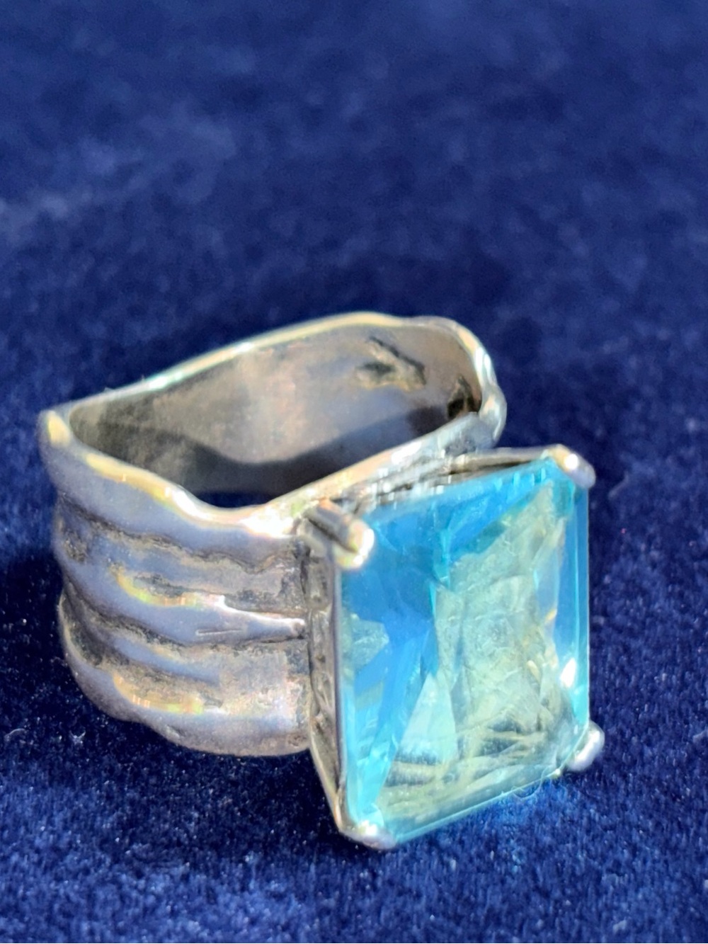Silpada Sterling Silver Band Ring with Blue  Gemstone